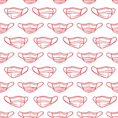 Surgical protective mask seamless pattern. Coronavirus COVID-19 quarantine vector illustration.