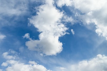 Naklejka na ściany i meble Incredible blue sky with beautiful white clouds. Clouds floating on blue sky