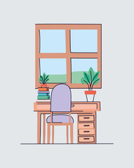 Study room with desk and chair vector design