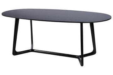 Wooden table isolated on white background. Black oak table.