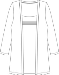 Two in one cardigan and blouse. Fashion Flat Sketches, Apparel Design Template