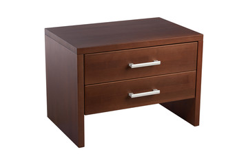 Wooden nightstand isolated on white background