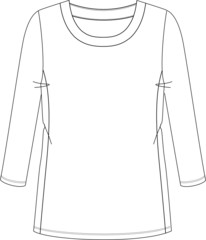 Women's Top Fashion Flat Sketch, Blouse, Ready made, Apparel Template