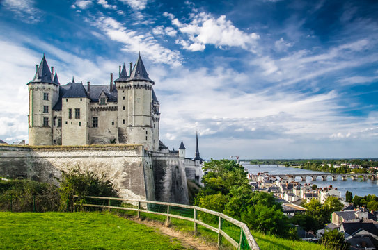 Saumur Chateau overlooking the Loire river and Valley.