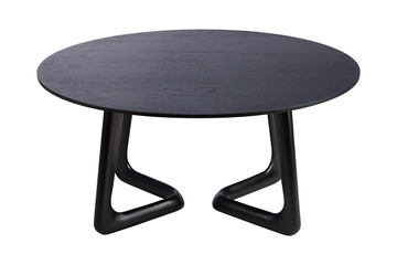 Wooden table isolated on white background. Black oak table.