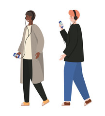 Boys with smartphones vector design