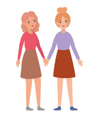 Women holding hands vector design