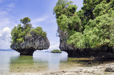 Amazing rock above the sea in Thailand, Asia