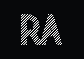 Abstract Striped RA Logo Design on Black Background Cool Contemporary Minimalist Style