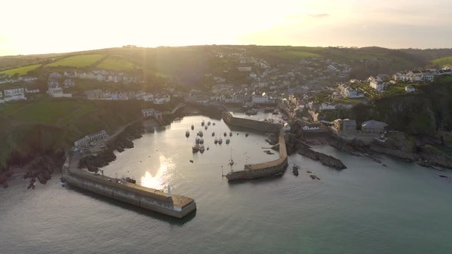 Mevagissey Harbour in Cornwall UK, A Picturesque Seaside Town From the Air