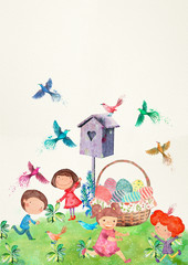 Happy Easter. Watercolor illustration