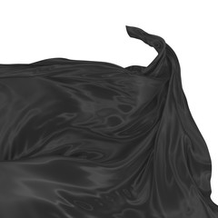 Naklejka premium Beautiful flowing fabric of black wavy silk or satin. 3d rendering image.
