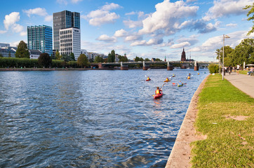 Frankfurt, Germany. City river and skyline on a summer afternoon