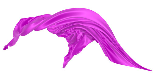 Beautiful flowing fabric of magenta wavy silk or satin. 3d rendering image.