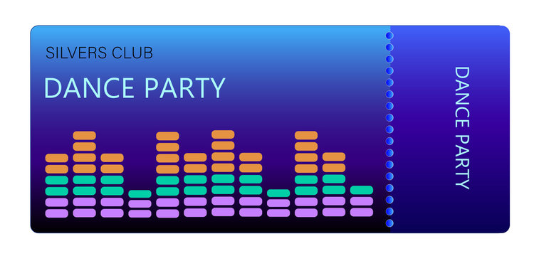 Vector ticket template in dance party format
