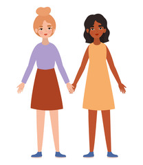 Women holding hands vector design