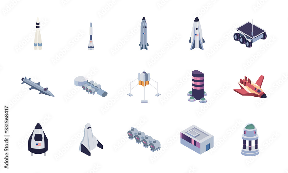 Poster isolated space fill style icon set vector design