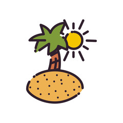 Isolated palm tree and sun fill style icon vector design