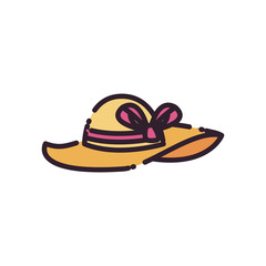 Isolated female hat fill style icon vector design