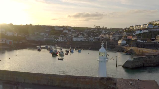 Mevagissey Harbour in Cornwall at Sunset