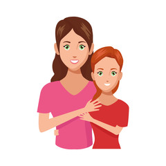 beautiful mother with daughter characters