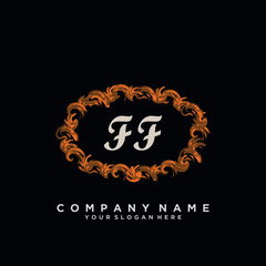 Initial Letter FF Logo With circle Template Vector