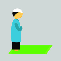 Flat icon of muslim men activities. praying, ramadan kareem, eid mubarak. - Vector
