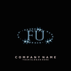 Initial Letter FU Logo With circle Template Vector