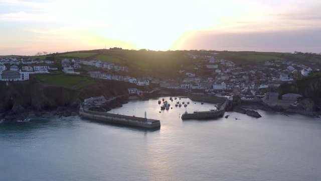 Mevagissey Harbour at Sunset in Cornwall UK