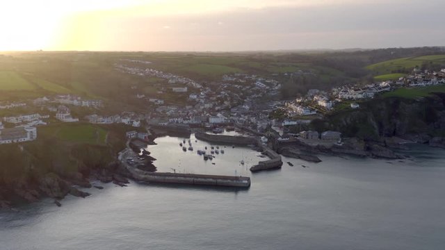 Mevagissey Harbour in Cornwall UK, A Picturesque Seaside Town From the Air