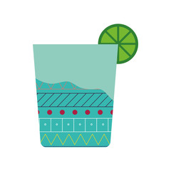 Mexican cup with lemon flat style icon vector design