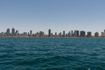 Tel Aviv view from boat sail