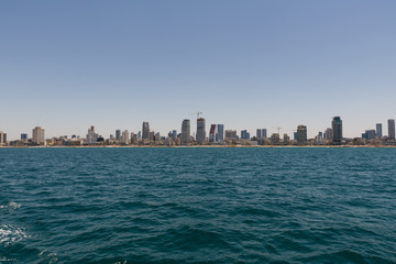 Tel Aviv view from boat sail