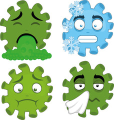 Vector illustration of cartoon coronavirus emoticons
