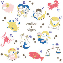 12星座 キャラクター おしゃれ シンプル 白黒 Wall Mural 有枝ダフニア
