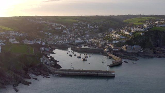 Mevagissey Harbour in Cornwall UK, A Picturesque Seaside Town From the Air