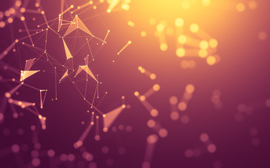 Abstract background. Molecules technology with polygonal shapes, connecting dots and lines. Connection structure. Big data visualization.