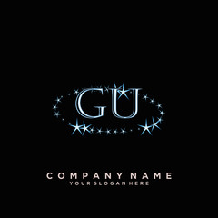 Initial Letter GU Logo With circle Template Vector