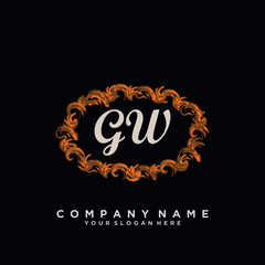 Initial Letter GW Logo With circle Template Vector