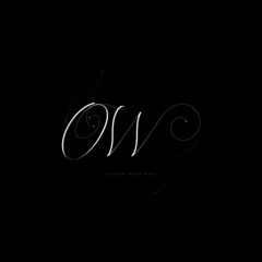 Initial OW letter handwriting with simple cicrle template - obrazy, fototapety, plakaty
