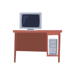 Isolated digital computer over desk flat style icon vector design