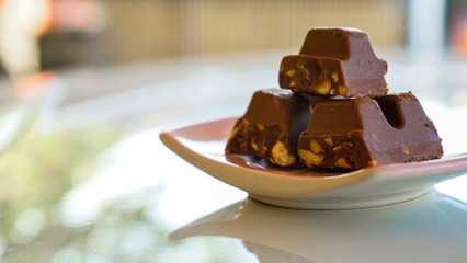 cake with chocolate and nuts