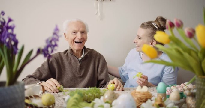 Positive Senior Man and Woman Smiling - Loving easter.