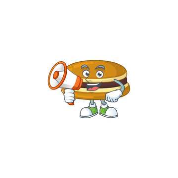 A picture of dorayaki with a megaphone
