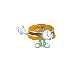 cartoon character style of cheerful dorayaki with clock