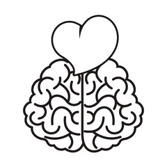 brain with heart love icon