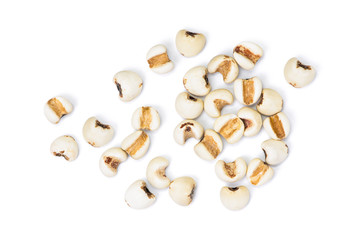 White Job's tears isolated on white background. Top view