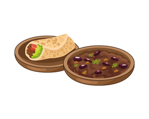 burrito and refried beans mexican food