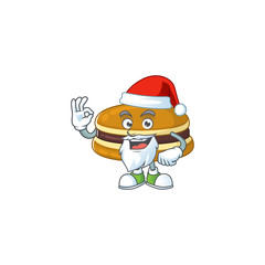 Dorayaki cartoon character of Santa showing ok finger
