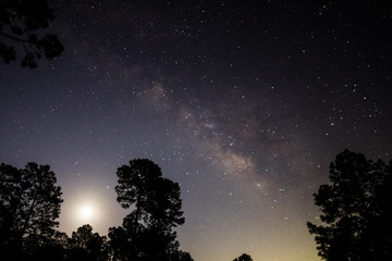 Milky Way core with Moon.